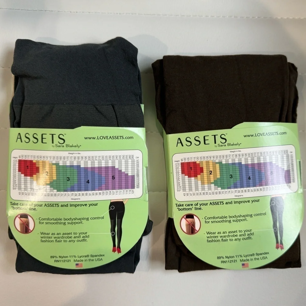 Assets by Sara Blakely 2pk Gray & Brown Tights